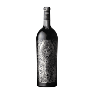 Daou Vineyards 'Patrimony' Black Label 2020 bottle with intricate label design on a white background