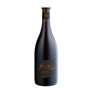 A bottle of Domaine Jean-René Fusio Pinot Noir 2020 wine with a dark label and gold accents.