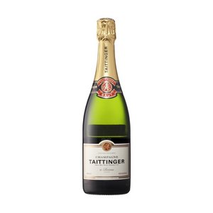 Taittinger champagne bottle on a white background